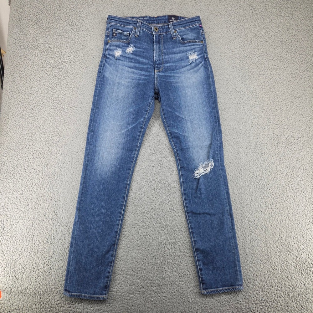 AG Adriano Goldschmied Jeans Womens 27 High Rise Stevie Ankle Distressed Slim